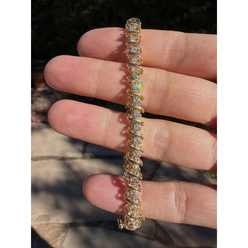 3 Ct 14k Solid Gold Natural VS1 Round Diamond Tennis Bracelet 7 3/8